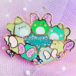 Frog Fairy Circle Enamel Pin | Kawaii Glitter Fairycore Lapel Pin, Froggy Pin, Cute Frog Pin, Fae Faerie Forest