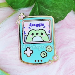 GameFroggie Enamel Pin | Kawaii Frog Lapel Pin, Handheld Game Console Pin, Video Game Cute Froggy Pin