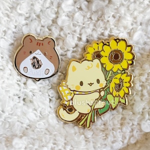 Yellow Hamster with Flower Enamel Pin Yellow Hamster with Flower Enamel Pin