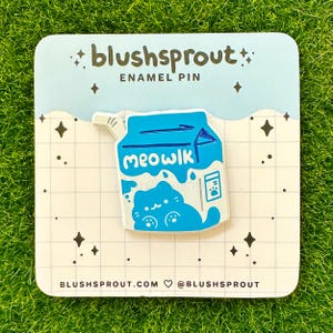 Meowlk Whole Milk Cat 1.15" Dyed Metal Pin | Kawaii Cat Drink Pin, Whole Milk 2% Dairy Breakfast Lapel Pin