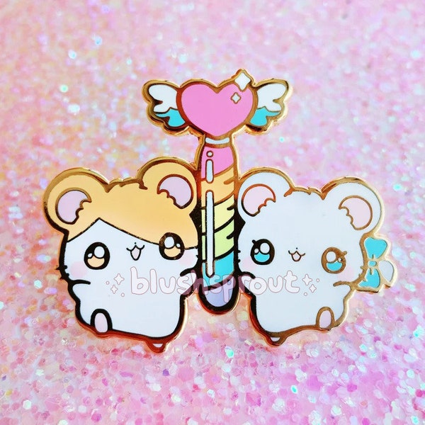 Hamtaro Ham-Ham Heartbreak Enamel Pin | Cute Kawaii Tottoko Hamutaro Pin, Love Meter Anime Manga Chibi Cartoon Lapel Pin