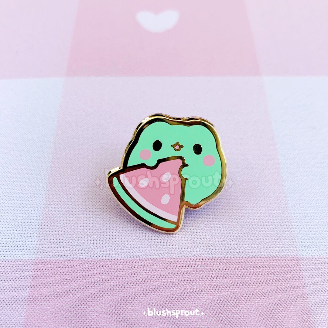 Watermelon Frog Enamel Pin | Kawaii Fruit Froggie Pin