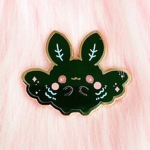 Cute Cryptid Mothman Enamel Pin | Kawaii Mythical Creature, Creepy Cute Cryptozoology Monster Pin, Chibi Moth Gold Lapel Pin