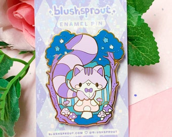 Alice in Wonderland: Cheshire Cat Enamel Pin | Cute Kawaii Mushroom Kitty Fairy Tale Hard Enamel Pin