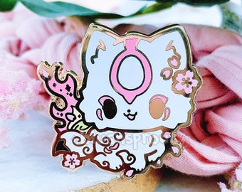 Okami Amaterasu Wolf Enamel Pin | Kawaii Cute Chibi Dog Fox Gold Pin, Anime Ammy Ookami Goddess Lapel Pin