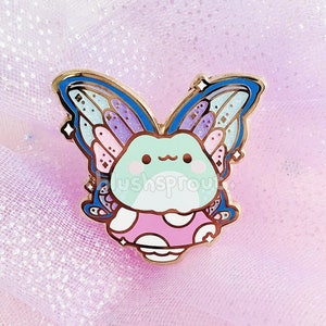 Butterfly Frog Fairy Mushroom Enamel Pin | Kawaii Glitter Fairycore Lapel Pin, Froggy Pin, Cute Frog Pin, Fae Faerie Forest