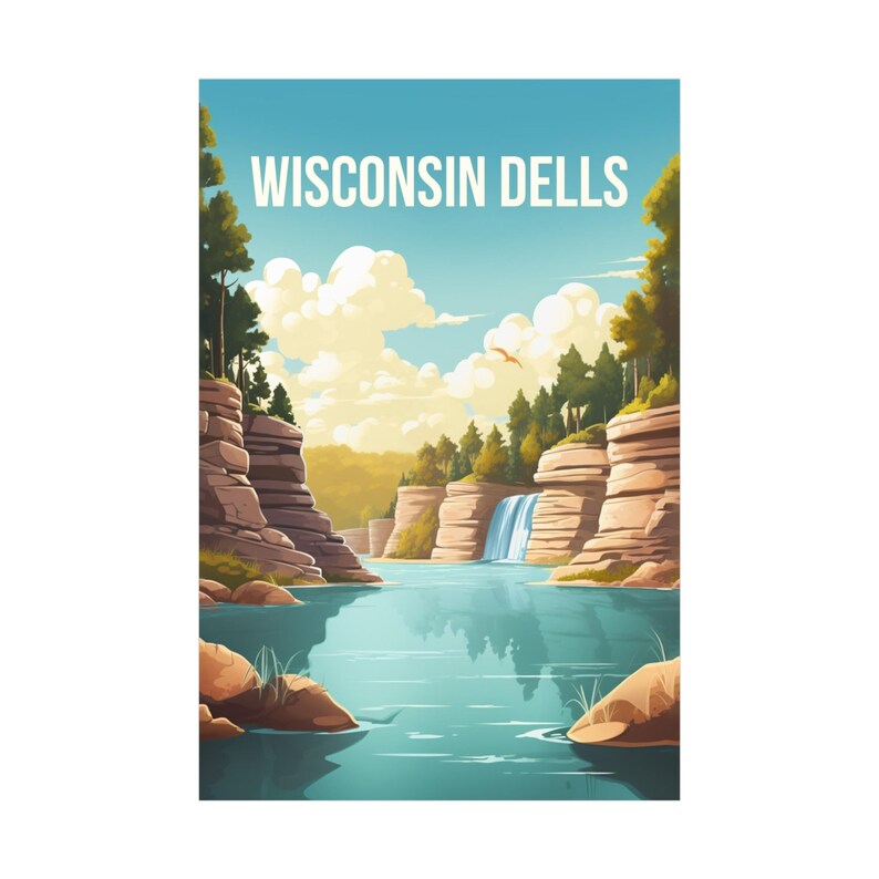 Wisconsin Poster Premium Wisconsin Dells Retro Travel Poster Etsy