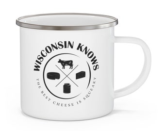Wisconsin Coffee Mug | Wisconsin Knows The Best Cheese Is Squeaky 12oz Coffee Mug: A Cheesy Wisconsin Gift with Free Shipping