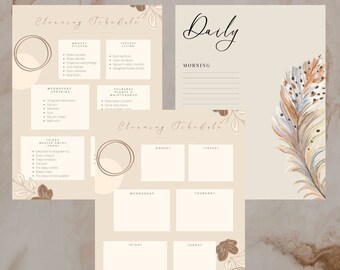 Cleaning Schedule Template, Household organization template, daily and weekly tasks