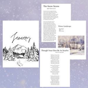 Winter Morning Menu, Morning Basket, Charlotte Mason education, art, poetry, scripture, hymn study, winter art study, snow unit, homeschool