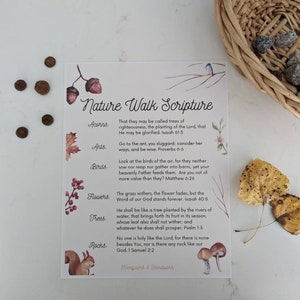 Nature walk list, nature hunt for kids, bible verses for kids, wild and free, nature school, bible verse list, nature walk scripture list