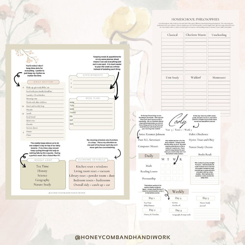 Homeschool Mother's Companion, homeschool planner, charlotte mason planner, journal, workbook, homeschooling help, mother's diary, notebook image 5