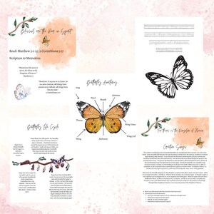 Flower unit study, butterfly lessons for kids, beatitudes, kids devotional, christian curriculum, nature crafts, springtime homeschool, bees image 2