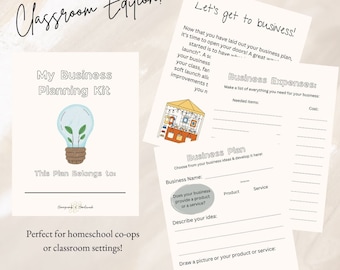 Business planning kit for kids, entrepreneur unit study, classroom edition for Sunday school, homeschool co-op, teacher resources homeschool