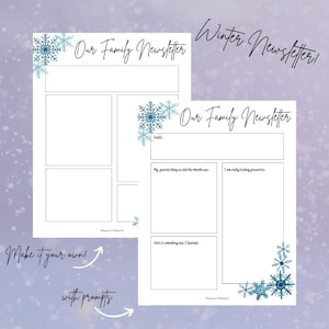 Newsletter invernale, biglietti di auguri, newsletter per famiglie, mailing per bambini, attività di scrittura per bambini, modello di newsletter, artigianato invernale, biglietti per appunti