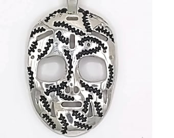 Eishockey Torhüter Maske (925er Silber) Anhänger: Hochglanzpoliert