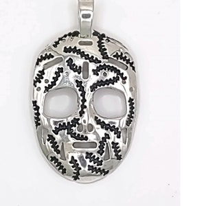 Sterling Silver Goalie Mask Pendant Charm, Old School Ice Hockey Mask, Silver Goalie Mask, Ice Hockey Goalie Mask Pendant
