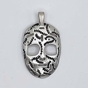 Sterling Silver Goalie Mask Pendant Charm, Old School Ice Hockey Mask, Silver Goalie Mask, Ice Hockey Goalie Mask Pendant