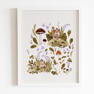 Enchanting Fairytale Cottage Art - Woodland Print for Nursery Decor - Whimsical Watercolour Wall Art - Instant Download