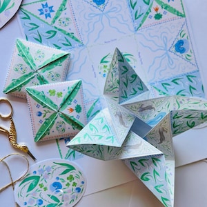 Borsa puzzle di Pasqua stampabile – Biglietto pieghevole vittoriano / Artigianato di carta vintage, cancelleria storica, auguri di Pasqua fai da te, download digitale