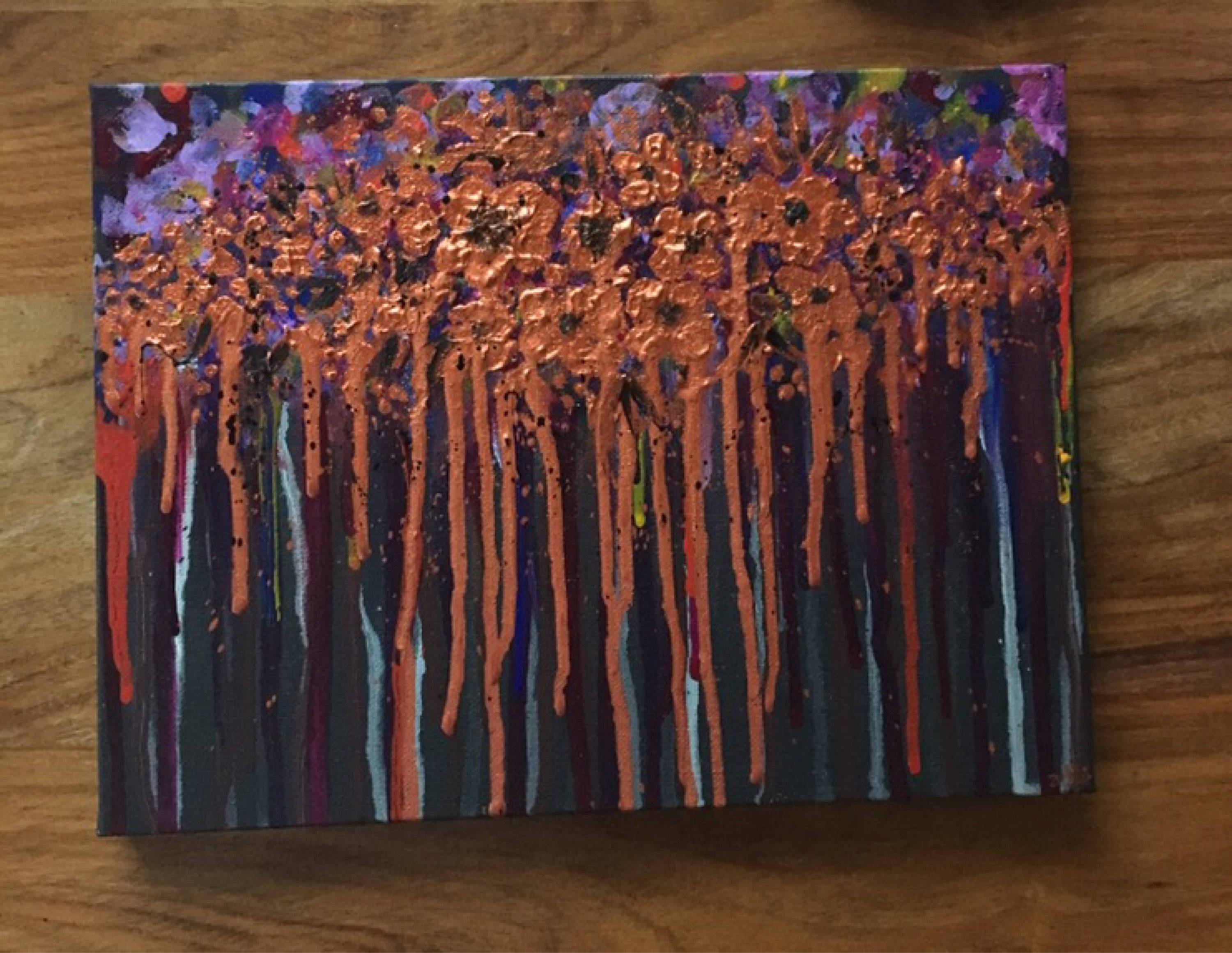 FLORAL DRIP Abstract art Acrylic Painting dripping paint Etsy