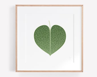 Heart Leaf 1 - Mixed Media Contemporary Botanical Art Print (UNFRAMED) Fine Art Giclee Print