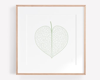 Heart Leaf 2 - Line Art Contemporary Botanical Art Print (UNFRAMED) Fine Art Giclee Print