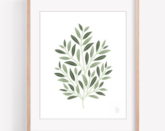 OLIVE TREE Branch - Green - Contemporary Botanical Art (UNFRAMED)