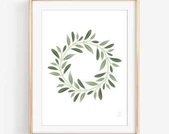 OLIVE Branch WREATH - Contemporary Botanical Art (UNFRAMED)