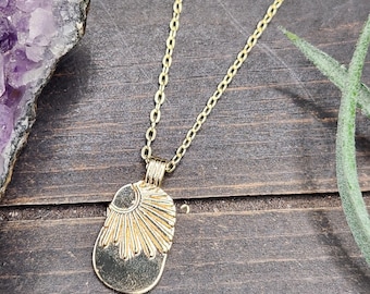 Gold Sun Necklace • Sun Pendant Necklace • Celestial Necklace • 18k Gold Plated Layering Necklace • Dainty Gold Necklace