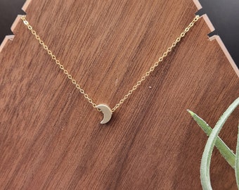 Dainty Moon Necklace - Tiny Moon Necklace on 14k Gold-Filled Chain, Crescent Moon Pendant Necklace, Gold Moon Necklace, Small Moon Necklace