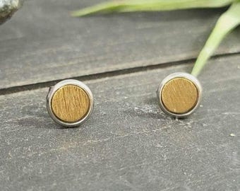 Mixed Metal Stud Earrings • Silver and Brushed Gold Studs • Minimalist Everyday Earrings • Modern Simple Jewelry