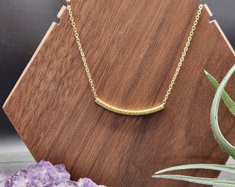 Gold Tube Necklace - Sleek Necklace, Gold Necklace with Curved Tube, Everyday Gold Necklace, Gold Layering Necklace, Simple Gold Necklace