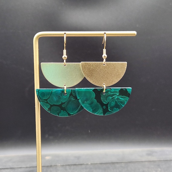 Green acrylic earrings best sale