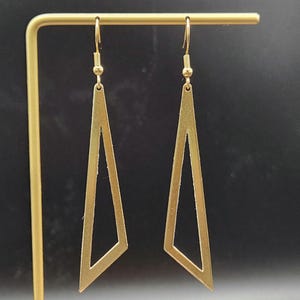 Gold Geometric Triangle Earrings • Modern Brass Cutout Dangles • Minimalist Everyday Earrings • Lightweight Statement Drops