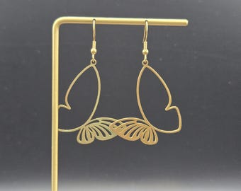 Gold Butterfly Earrings • Brass Butterfly Dangle Earrings • Butterfly Wing Earrings • Lightweight Statement Earrings • Nature Earrings