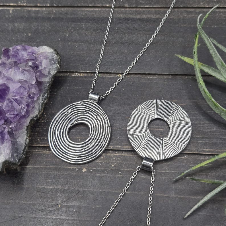 Reversible Silver Spiral Necklace • Double-Sided Circle Pendant • Modern Minimalist Jewelry • Everyday Geometric Necklace image 11