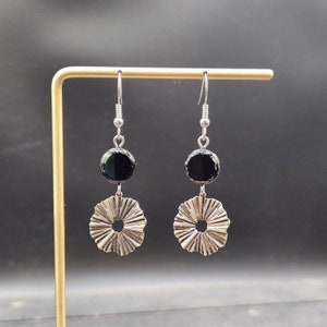 Black Glass Earrings - Black Dangle Earrings, Black Drop Earrings, Black and Silver Earrings, Czech Glass Earrings, Czech Glass Jewelry