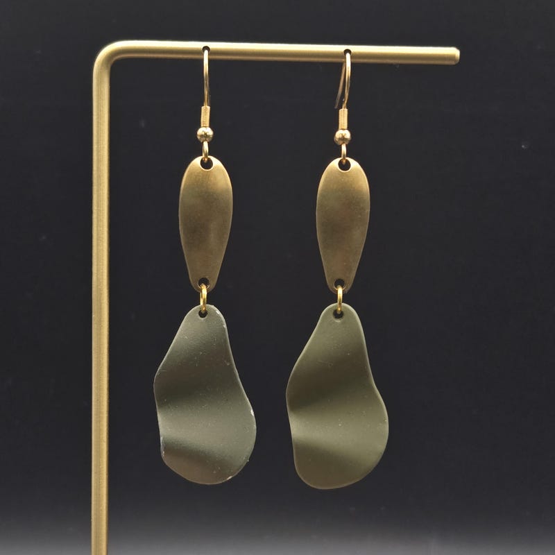 Mid Century Olive Green Earrings