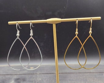 Open Teardrop Earrings - Silver Teardrop Earrings, Gold Teardrop Earrings, Everyday Earrings, Simple Drop Earrings, Lightweight Drop Earring
