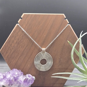 Reversible Silver Spiral Necklace • Double-Sided Circle Pendant • Modern Minimalist Jewelry • Everyday Geometric Necklace image 12