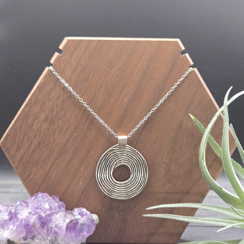 Reversible Silver Spiral Necklace • Double-Sided Circle Pendant • Modern Minimalist Jewelry • Everyday Geometric Necklace image 12