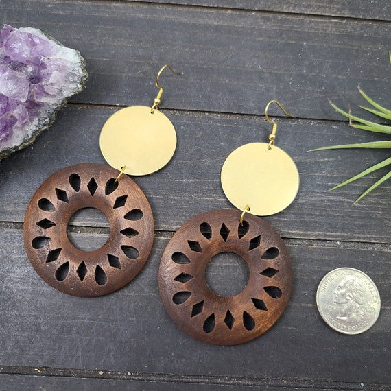 Big wooden earrings sale