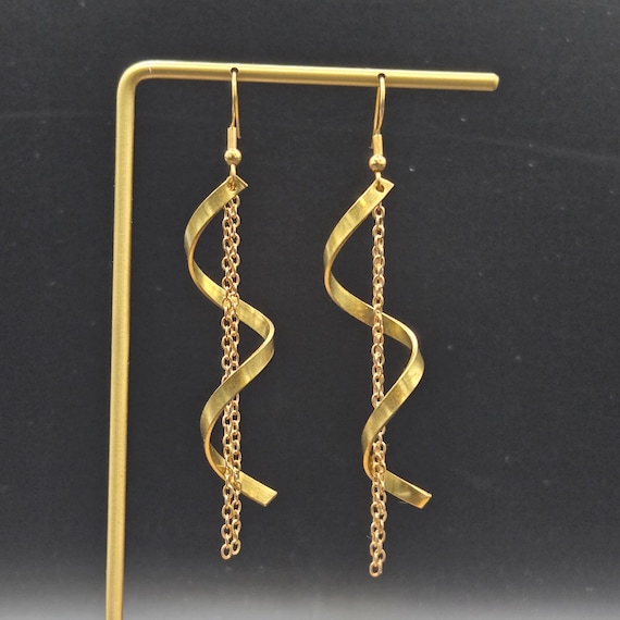 Boucles D'oreilles Dorées à Chaînes Pendantes - Sans Marque, élégance Moderne, Neuf Avec étiquettes