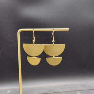 Half Moon Earrings -  Hypoallergenic Half Circle Earrings, Semicircle Earrings, Brass Dangle Earrings, Lightweight Geometric Gold Earrings