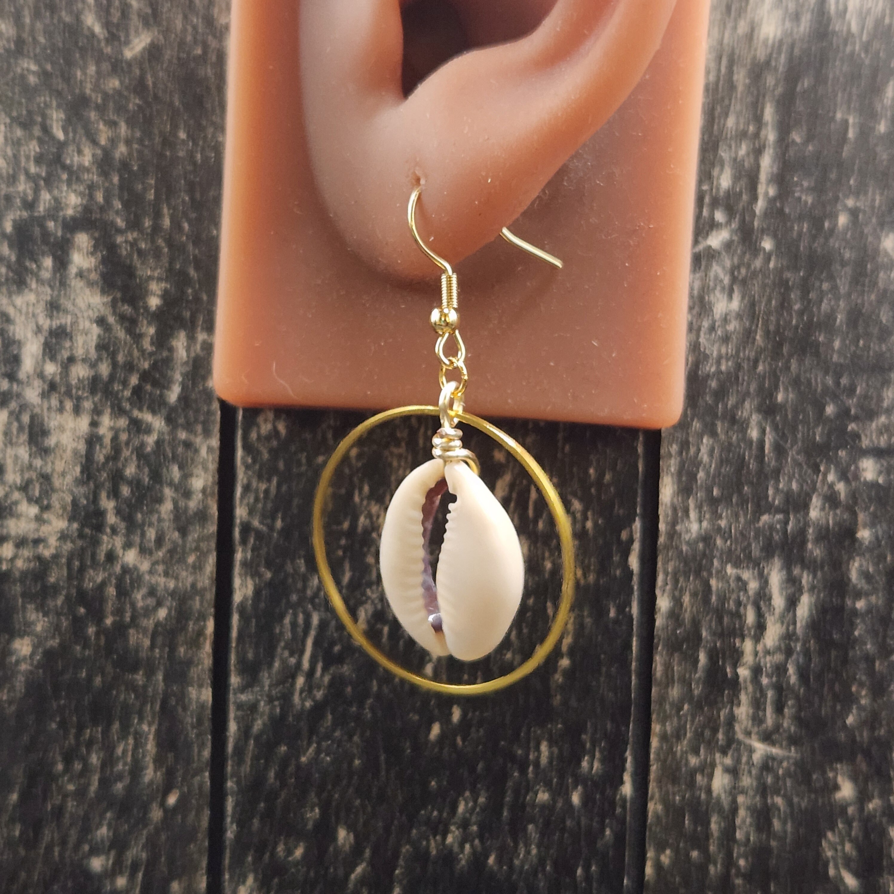 Real Shell Earing Cowrie Shell Earrings - Gold Cowrie Shell Earrings, Real Shell Earrings ...