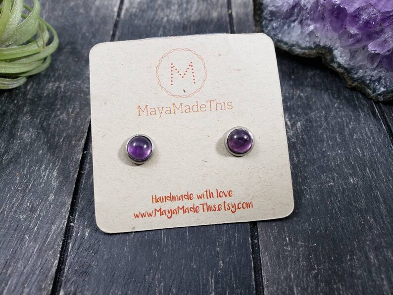 Tiny amethyst stud earrings Clearance
