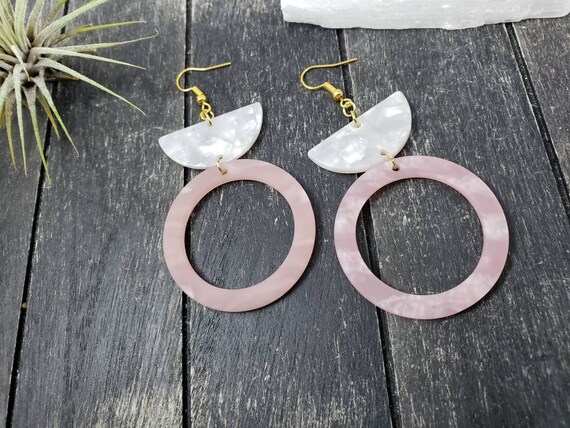 Big pink earrings sale