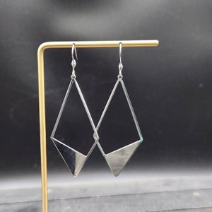 Diamond Shaped Earrings - Diamond Shape Earrings, Lightweight Silver Earrings, Hypoallergenic Geometric Earrings, Silver Plated Earrings