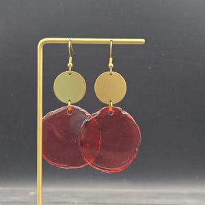 Red Resin Earrings - Red Statement Earrings, Red Dangle Earrings Hypoallergenic, Red and Gold Earrings, Abstract Earrings, Funky Earrings